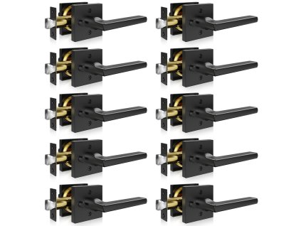 Vnútorná kľučka na dvere 10 ks matná čierna, reverzibilná, bez kľúča