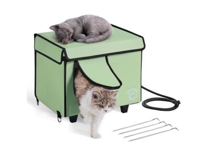 Zvýšený vyhrievaný domček pre mačky 900D, nast. tepl. a časovač, malý