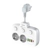 Elosztó 2 csatlakozóval, 3x USB, USB-C, LDNIO SE2435, 2500 W (fehér)