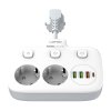Elosztó 2 csatlakozóval, 3x USB, USB-C, LDNIO SE2435, 2500 W (fehér)