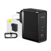 Baseus GaN USB-C + USB fali töltő, 100 W + 1 m kábel (fekete)