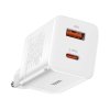 Baseus Super Si Pro USB + USB-C 30W gyorstöltő (fehér)