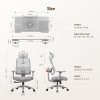 NEWTRAL MAGICH003 Ergonomic Office Chair with Detachable Workstation Desktop, Auto-Following Backrest, Adaptive Lower Back Support, Adjustable Headrest Seat Depth, 3D Armrest Recliner, 3 Positions to Lock, Gray