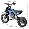 A14 Kids Electric Motorcycle, 500W Motor, 36V 5.2Ah Battery, 14 inch Tires, 27km/h Max Speed, 22km Range, Rear Disc Brake, Dual Shock Absorption, LCD Display - Blue