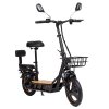 KuKirin C1 Pro Electric Scooter, 500W Motor, 48V 26Ah Battery, 14-inch Pneumatic Tire, Max 100km Range, One-click Folding, Rear Seat & Front Storage Basket, Solid wood pedal, Rearview Mirror Turn signal light - Black