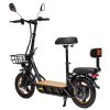 KuKirin C1 Pro Electric Scooter, 500W Motor, 48V 26Ah Battery, 14-inch Pneumatic Tire, Max 100km Range, One-click Folding, Rear Seat & Front Storage Basket, Solid wood pedal, Rearview Mirror Turn signal light - Black