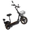 KuKirin C1 Pro Electric Scooter, 500W Motor, 48V 26Ah Battery, 14-inch Pneumatic Tire, Max 100km Range, One-click Folding, Rear Seat & Front Storage Basket, Solid wood pedal, Rearview Mirror Turn signal light - Black