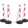 Nastaviteľné stĺpiky 4 ks, reťaz 2,44 m, plniteľná báza, červeno-biele