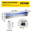 Vodopád do bazéna 30×11.5×8 cm nerezový s led a diaľkovým ovládaním
