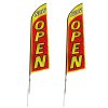 Otvorené reklamné vlajky 2 ks s tyčami 2 ks a kolíkmi 2 ks, 16.3 FT