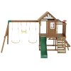 Detské drevené ihrisko 10v1, 2 hojdačky, trapez, 6FT šmyk, pieskovisko