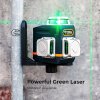 CIGMAN CM-701 3x360° Self Leveling Laser Level, 100ft 3D Green Cross Line, Rechargeable Battery, Remote Control