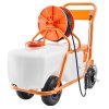 Záhradný postrekovač na kolesách, 60 l, 0–90 PSI, 8 trysiek, 2 tyče