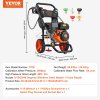 Benzínový vysokotlakový čistič 3400 PSI 2.6 GPM 10L/min s pištoľou
