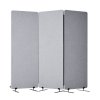 Skladací paraván 3 panely, pet polyester, zvukotesný, sivý, stojaci