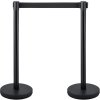 Stĺpiky na riadenie davu, 4 ks, páska 6.6 ft/2 m, čierne, betón/kov
