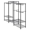 Stojan na oblečenie, 4 tyče, 8 políc, na kolieskach, nosnosť 362.9kg