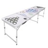 Stôl beer pong 8 foot, skladací, s otvormi, nastaviteľná výška, biely
