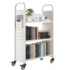 Knižný vozík s l-poličkami, nosnosť 150 kg, 77×38×122 cm, biely