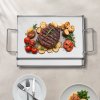 Grilovacia platňa nerezová 17×13" rovná obdĺžniková, s rukoväťou