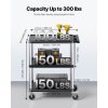 Servisný vozík 3 police, nosnosť 300 lbs, 27.6×18.1" 360° (2 s brzdou)
