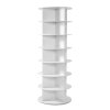 Otočný stojan na topánky 7 poschodí, 360° otáčavý, voľne stojaci biely