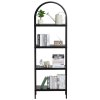 Kovový knižný regál, 4-policový oblúkový, otvorené police, voľne stojaci
