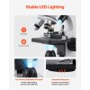 Binokulárny mikroskop 40-2000X, hliníkové telo, led, držiak telefónu