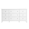 Komoda 9 zásuviek, drevená, posuvné zásuvky, biela, proti prevráteniu
