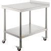 Nerezový prípravný stôl 24×15×35 inch, 440lbs, s policou a 4 kolieska