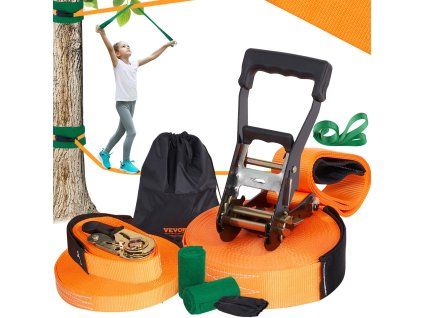 Slackline súprava 18.29 m s lanom, návlekmi na stromy, taškou, návodom