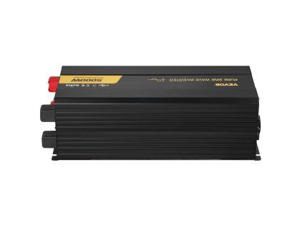 Menič čistý sínus 5000 W 12 V→230 V s lcd a usb pre auto, karavan