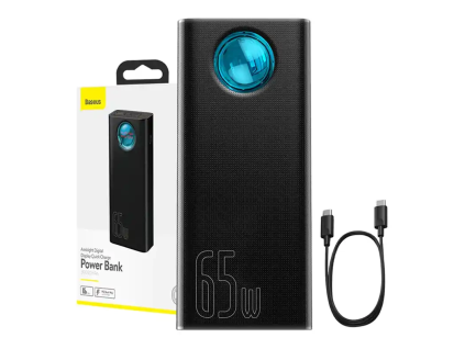 128049 8 powerbank baseus amblight 30000mah 4xusb usb c 65w cierna
