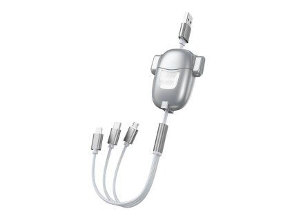 113058 usb kabel dudao l8pro 3 v 1 usb c lightning micro 3a 1 1 m strieborny
