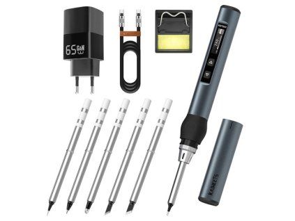 KAIWEETS KETS02 Smart Digital Soldering Iron Kit, 9-20V Operating Voltage, Precise Temperature Control, Sleep Mode, Child Lock, OLED Display Screen