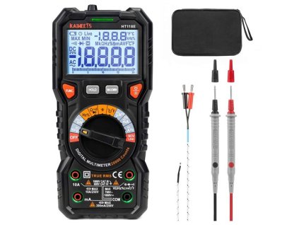 KAIWEETS HT118E Digital AC/DC Multimeter, TRMS 20000 Counts, 2.7 Inch Display, LED Lightning Jacks, Auto-Ranging - Black