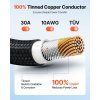 Predlžovací solárny kábel 9.14 m, 10 AWG, IP67, samica/samec