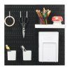 Sada pegboard panelov 11"×11", 4 ks, čierna, s doplnkami na stenu