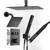 Sprchový set s termostatom 305 mm 152 mm hlava 2v1 matná čierna