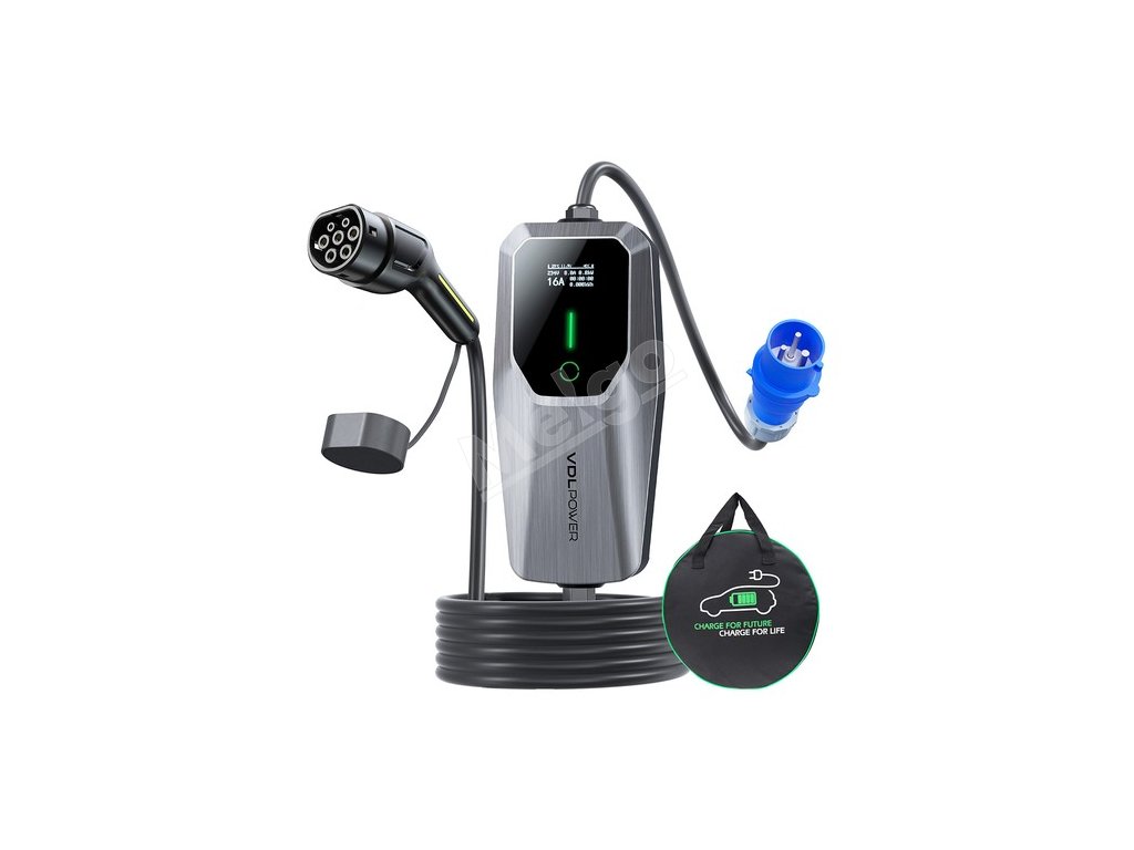 VDL EC21 Portable EV Charger, 7.36KW Fast Charging, 32A Max Current, Single Phase CEE 3 Pin, 5m Charging Cable, IEC 62196-2 Standard Type 2, IP65 Waterproof