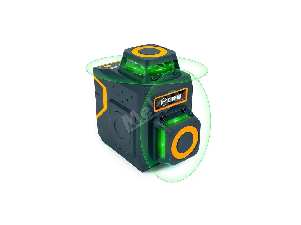 CIGMAN CM-720SE 2x360° 8 Lines Laser Level, Green Cross Line, Self Leveling, IP54 Drip & Dust Proof, with Type-C Rechargeable, Magnetic L-Shaped Base