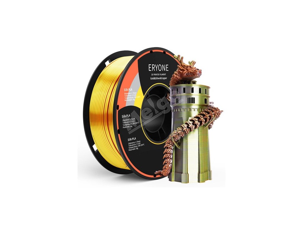ERYONE Triple-Color Silk PLA Filament for 3D Printers, 1.75mm Accuracy +/- 0.03 mm, 1kg (2.2LBS)/Spool - Gold + Silver + Copper