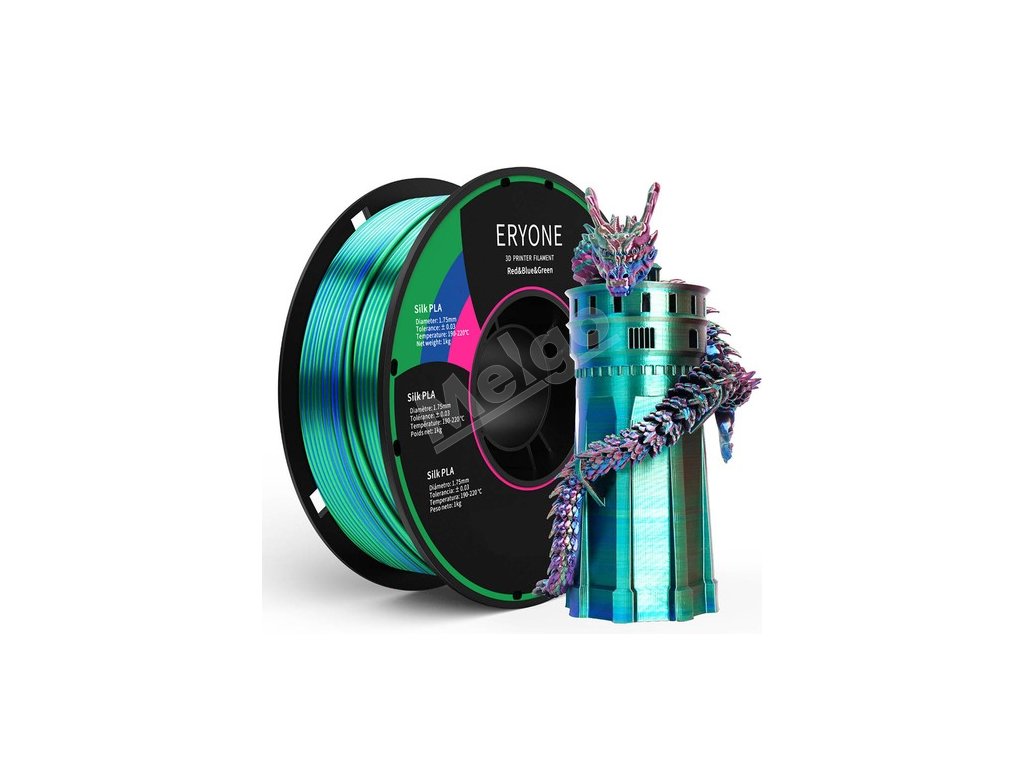 ERYONE Triple-Color Silk PLA Filament for 3D Printers, 1.75mm Accuracy +/- 0.03 mm, 1kg (2.2LBS)/Spool - Red + Blue + Green