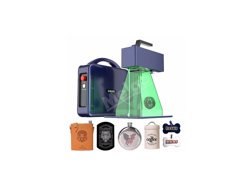 Gweike Cloud G2 PRO 30W Fiber Laser Marking Machine, Dual Red Light, 15000mm/s Speed, 0.001mm Accuracy, 150x150mm, 3mm Max. Depth on Metal, 90+ Colorful Engravings, GWEIKE Glaser/ LightBurn, Supports Rotary Roller, Electric Lift