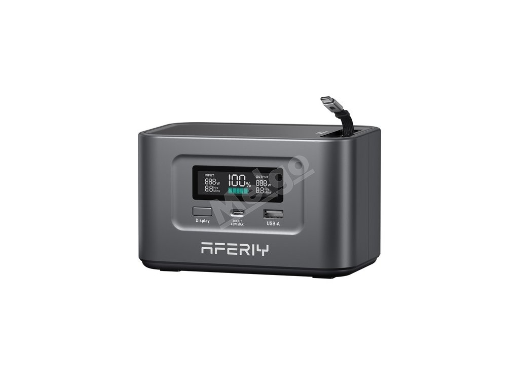 AFERIY Nano100 Portable Power Station, 100W 99.2Wh, Telescopic Type-C Cable, Carry-on Airplane, 1.5h Full Charge, 3000+ Cycles LiFePO₄ Battery