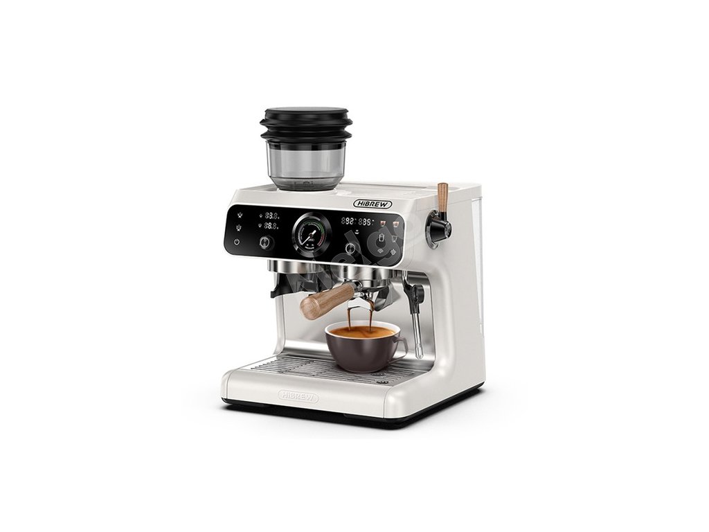 HiBREW H7B Espresso Machine, Dual-heating System, 58mm Portafilter, Built-in Grinder with 30 Size Settings, Touch Screen, for Cafe Hotel Restaurant
