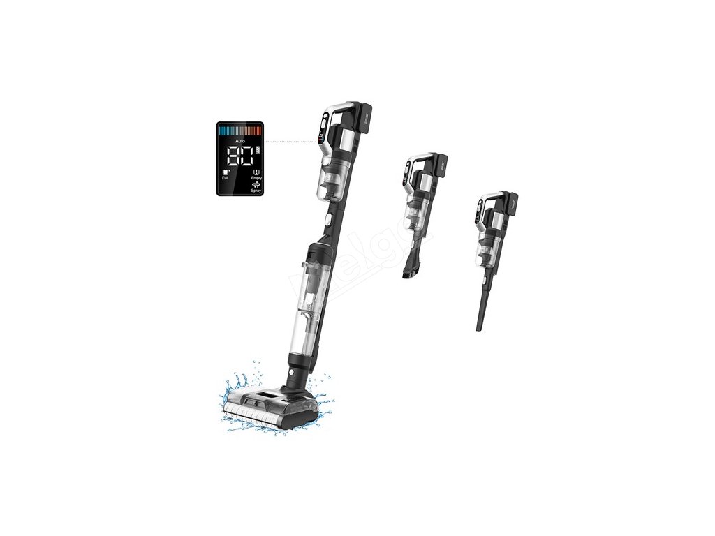 JIMMY PW11 All-in-one Cordless Vacuum & Washer, 400W Strong Power, Single Brush Roll, Hot Air Fast Dry, LED Screen, IPX8 Waterproof Brushless Motor, 180° Lay Flat Design, Silver-black Color