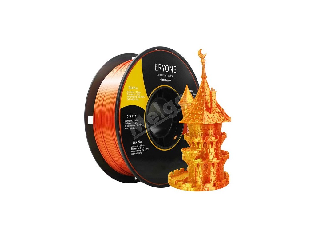 ERYONE Dual Color Silk PLA Filament for 3D Printers, 1.75mm Tolerance +/- 0.03mm, 1kg (2.2LBS)/Spool - Gold and Copper