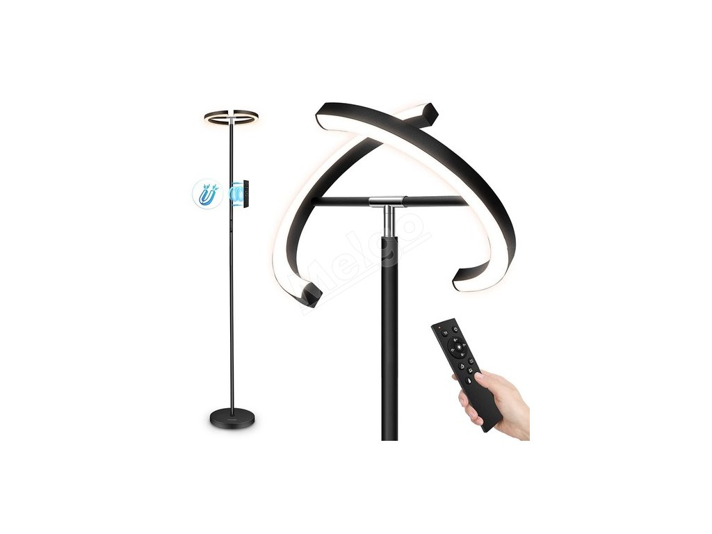 FIMEI Split Floor Lamp Modern lamp Rotatable Floor Lamp with Reading Light, 3000K-6000K 4 Color Temperature, Touch and Remote Control, Standing Lamp with Stepless Dimming(Black)