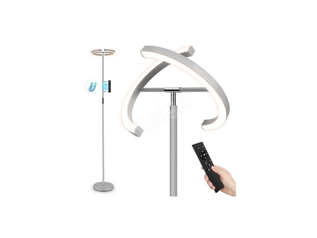 FIMEI Split Floor Lamp Modern lamp Rotatable Floor Lamp with Reading Light, 3000K-6000K 4 Color Temperature, Touch and Remote Control, Standing Lamp with Stepless Dimming(Grey)